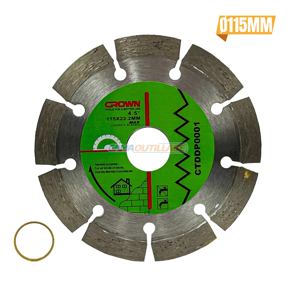 CTDDP0005-GAMAOUTILLAGE-CNC DISQUE DIAMANT Ø 115 VERT A SEC CROWN – Image 1