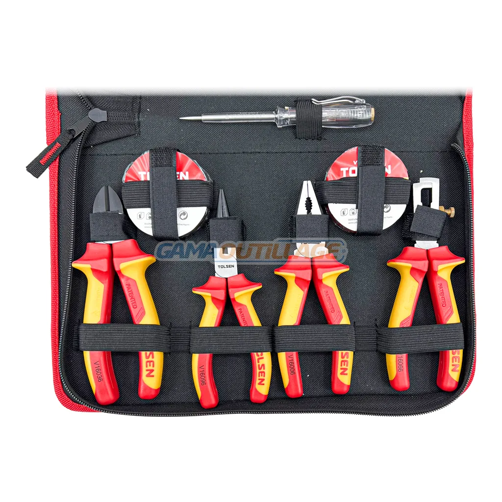 JEU  D'OUTILS ELECTRICIEN ISOLE 14PCS TOLSEN – Image 2