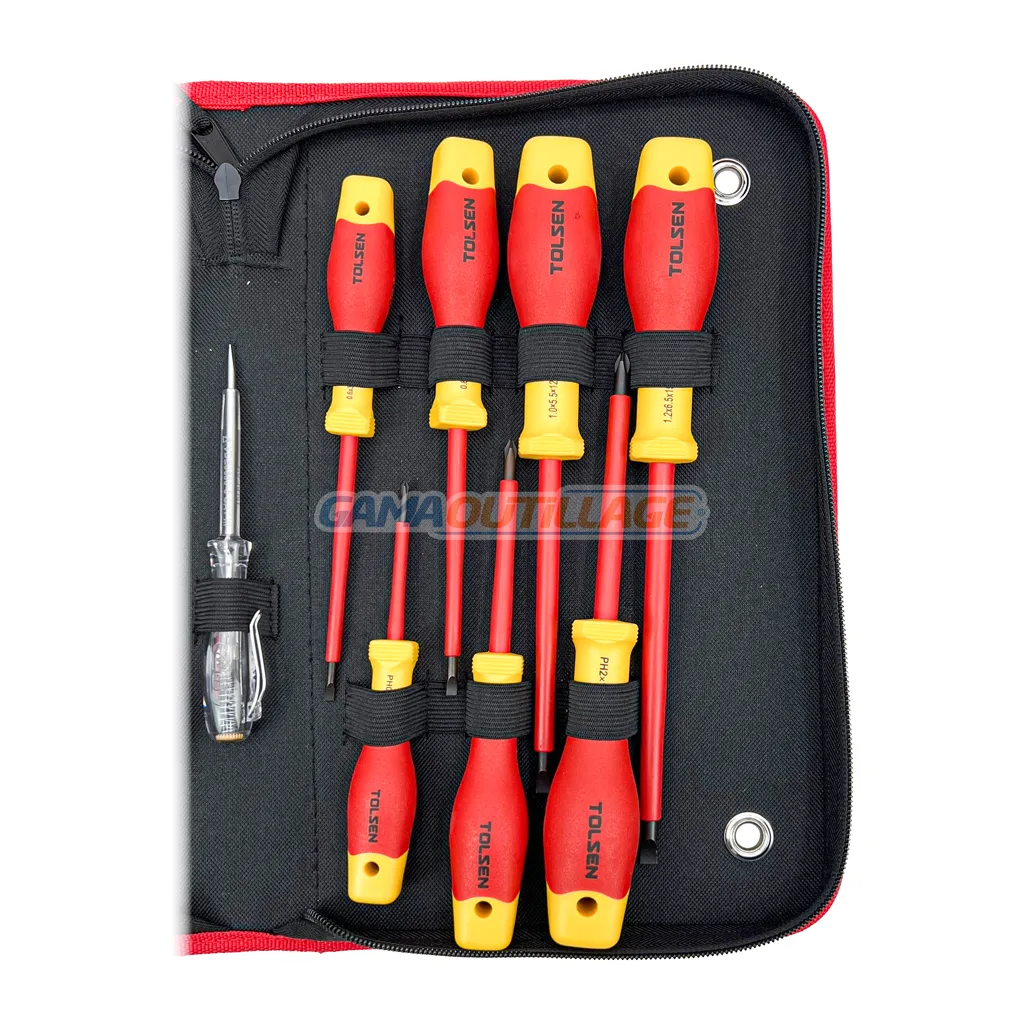 JEU  D'OUTILS ELECTRICIEN ISOLE 14PCS TOLSEN – Image 3