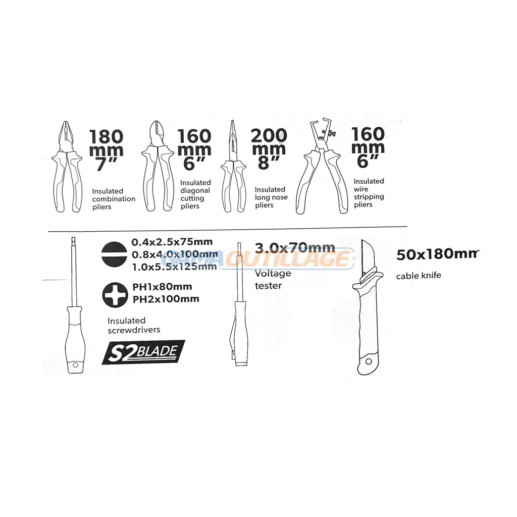 SELECTION DE 11 OUTILS ELECTRICIEN ISOLEE TOLSEN – Image 4