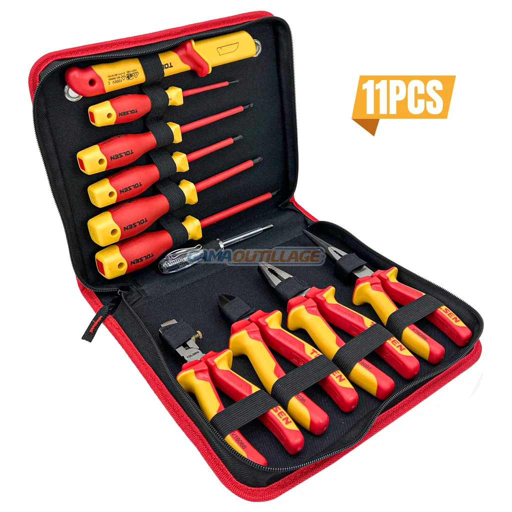 SELECTION DE 11 OUTILS ELECTRICIEN ISOLEE TOLSEN – Image 1