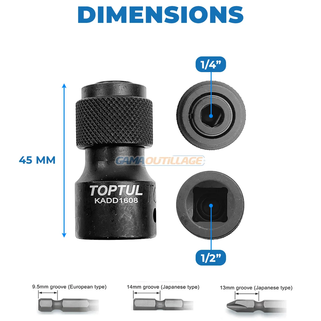 ADAPTATEUR CLE A CHOC 1/2 1/4 TOPTUL – Image 2