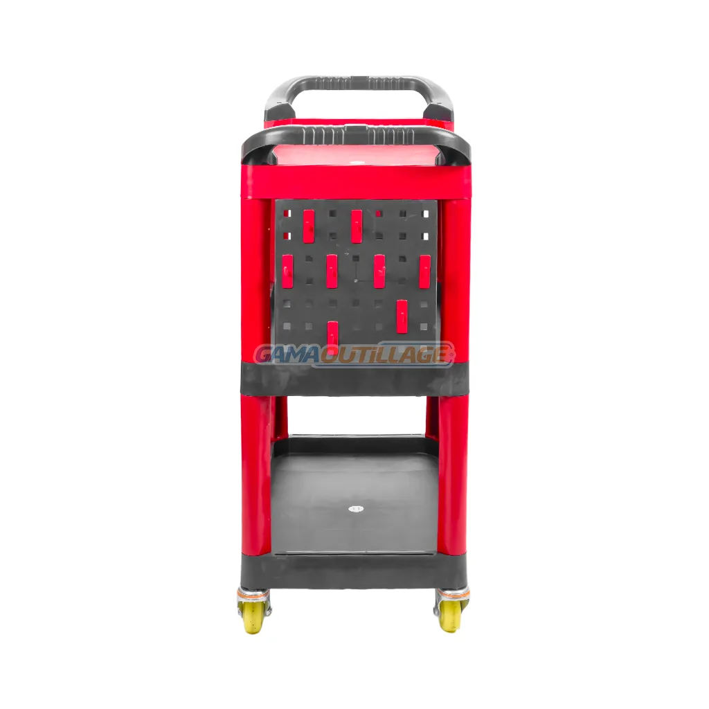 CHARIOT MULTI USAGE 3 ETAGES A ROULETTE ROUGE ZERE – Image 4
