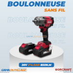 BOULONNEUSE S/FIL 20V 2*4.0AH 850N.M WORCRAFT