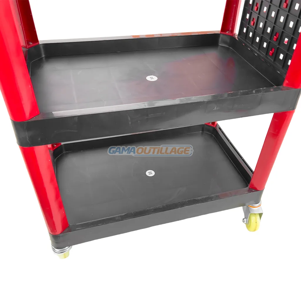 CHARIOT MULTI USAGE 3 ETAGES A ROULETTE ROUGE ZERE – Image 7