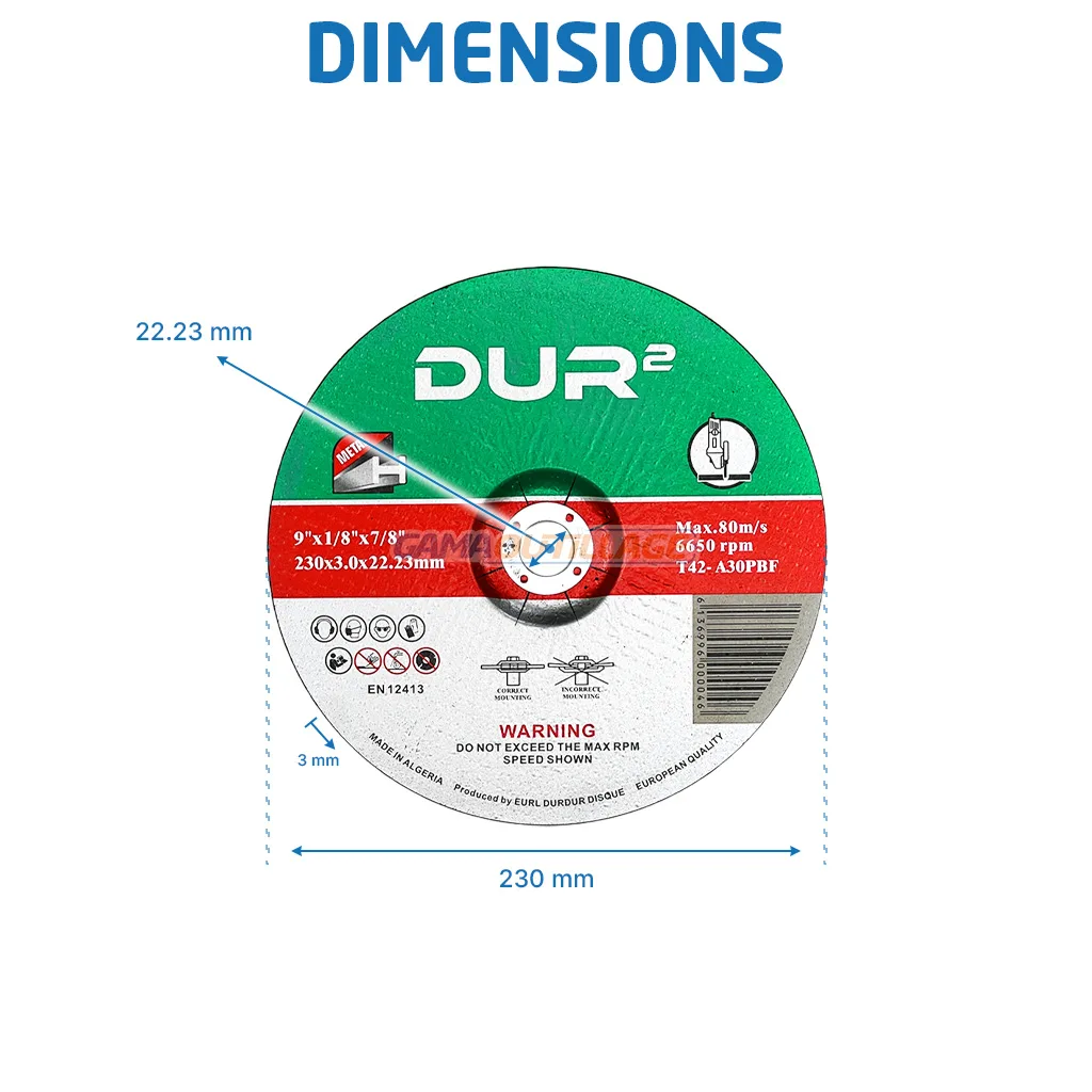 DISQUE A COUPER METAL 3.0MM 230MM DUR DUR – Image 3