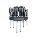 Jeu de tournevis 14 pièces CROWN CPHDS-AXC14 avec support, en acier CR-V et embouts magnétiques.