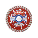 Disque diamant universel turbo Ø115mm EMTOP EDDC031152, vue avant, couleur rouge, jante turbo, compatible meuleuse 115 mm.