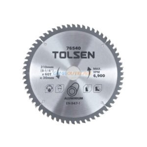 Disque carbure aluminium Tolsen 76540 Ø210mm 60 dents alésage 30mm pour coupe aluminium PVC métaux légers