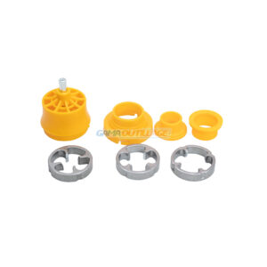 Kit taraudage pour tuyau PVC 7 pièces TA 011775 avec tête porte-filière, adaptateurs jaunes et filières 1″, 3/4″, 1/2″ visibles.