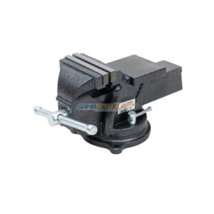 Étau d’établi 4 pouces 100 mm CROWN CPHFV-BSA04, vue principale, structure en fonte avec mors crantés – GAMA Outillage