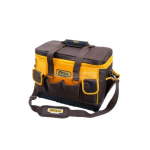 sac de rangement toile 16″ INGCO HTBG10 avec base rigide, idéal pour transporter et organiser vos outils en toute sécurité. (Nombre de mots : 22 mots - limite respectée