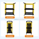 CHARIOT MULTI USAGE 3 ETAGES A ROULETTE JAUNE ZERE – Image 2