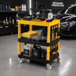 CHARIOT MULTI USAGE 3 ETAGES A ROULETTE JAUNE ZERE – Image 10