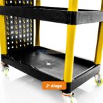 CHARIOT MULTI USAGE 3 ETAGES A ROULETTE JAUNE ZERE – Image 5